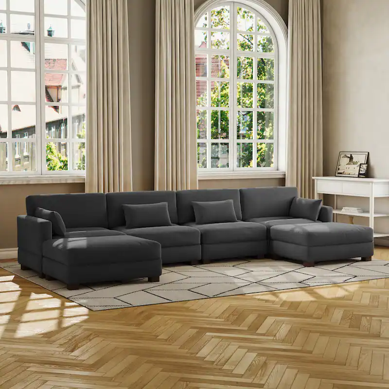 Corduroy Upholstered Modular Sectional Sofa for Living Room