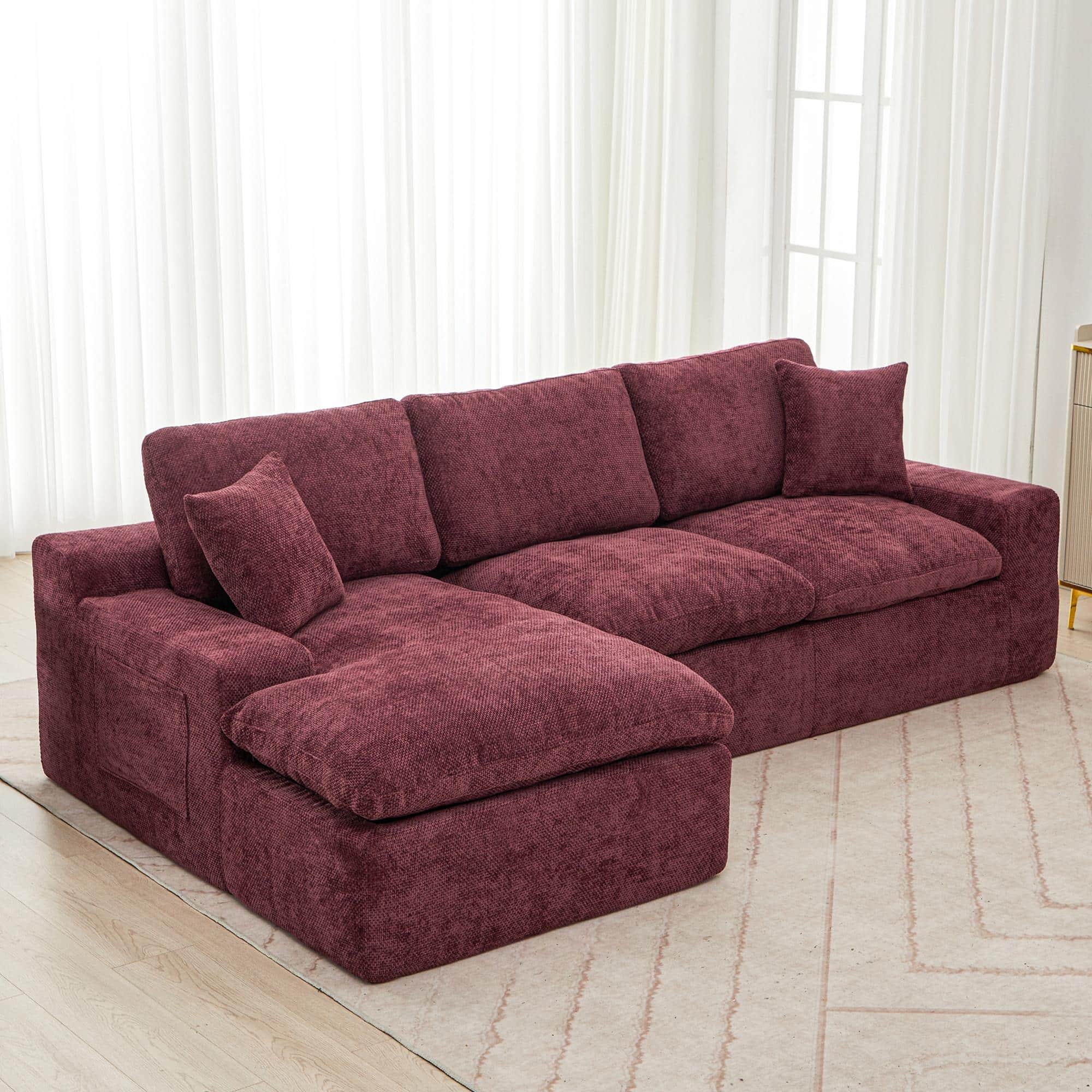 113 Inches Oversized Double Layer Cloud Design U Shaped Sofa with Double Chaise