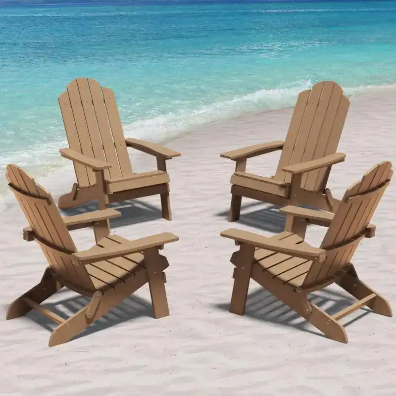 WINSOON All Weather HIPS Outdoor Folding Adirondack Chairs Outdoor Chairs Set of 4